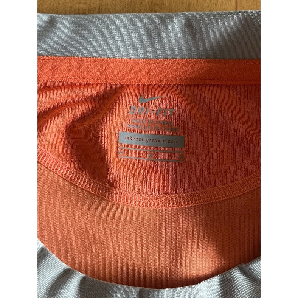 Nike Shirt Mens Sz M Orange Gray Dri-Fit Short Sleeve Crew Neck Gym T-Shirt Run - Picture 5 of 11